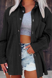 Solid Color Lapel Button Pocket Loose Coat