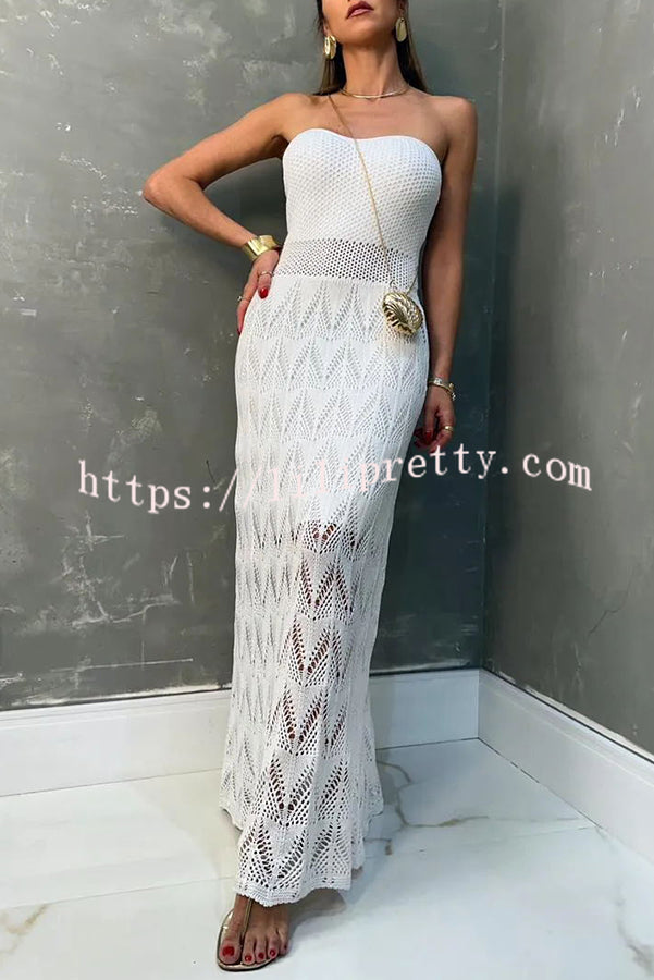 Lilipretty® Romantic Story Knit Texture Off Shoulder Stretch Maxi Dress
