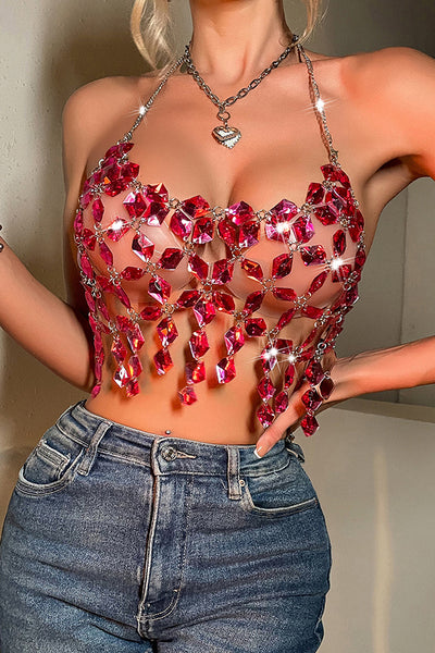 Sexy Halterneck Backless Gem Vest