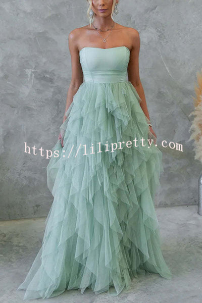 Lilipretty® Sex and The City Tulle Off Shoulder Cascade Maxi Dress