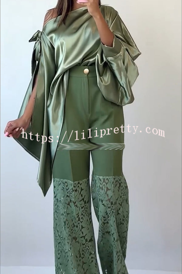 Chic Moment Floral Lace Patchwork High Rise Wide Leg Pants
