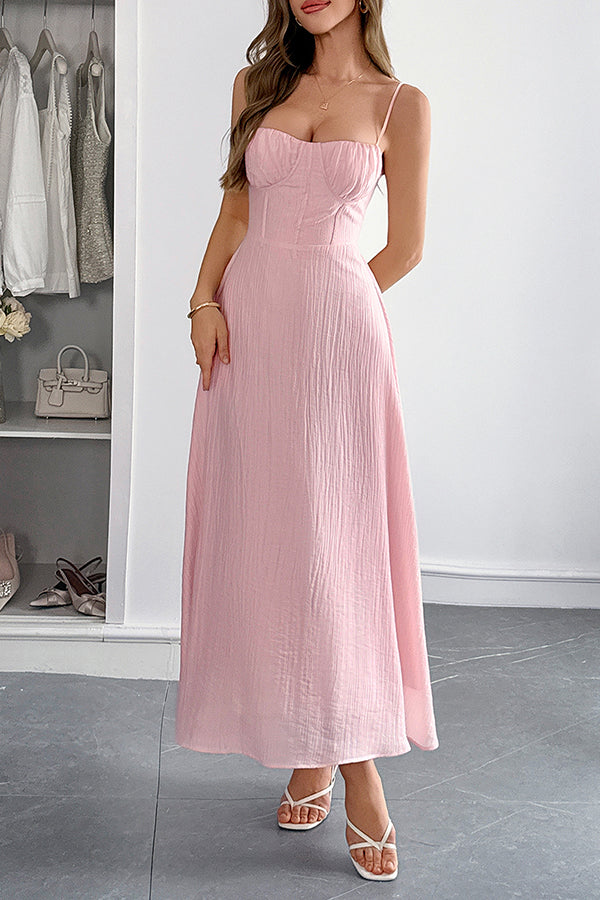 Solid Color Halter Backless Lace-up Holiday Slim Maxi Dress