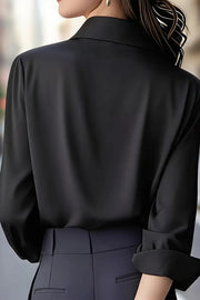 Solid Color Long-sleeved Button-down Casual Shirt