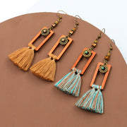 Bohemian Vintage Square Tassel Long Earrings