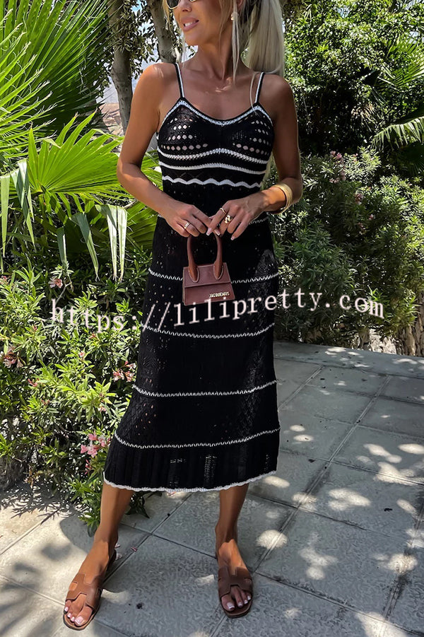Lilipretty® Cool By The Pool Knit Hollow Out Pattern Stretch Vacation Midi Dress