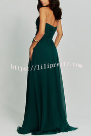 Romantic Party Chiffon Off Shoulder Sweetheart Neck Ruched Cape Maxi Dress