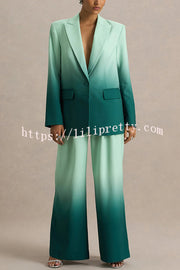 Enya Ombre Print Elastic Waist Pocketed Wide Leg Pants