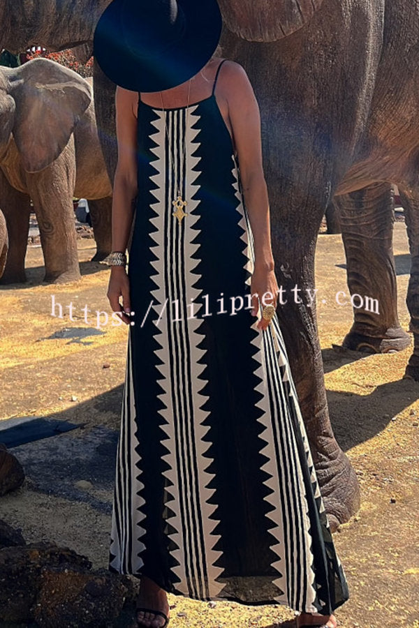 Lilipretty Take A Trip Ethnic Print Backless A-line Maxi Dress