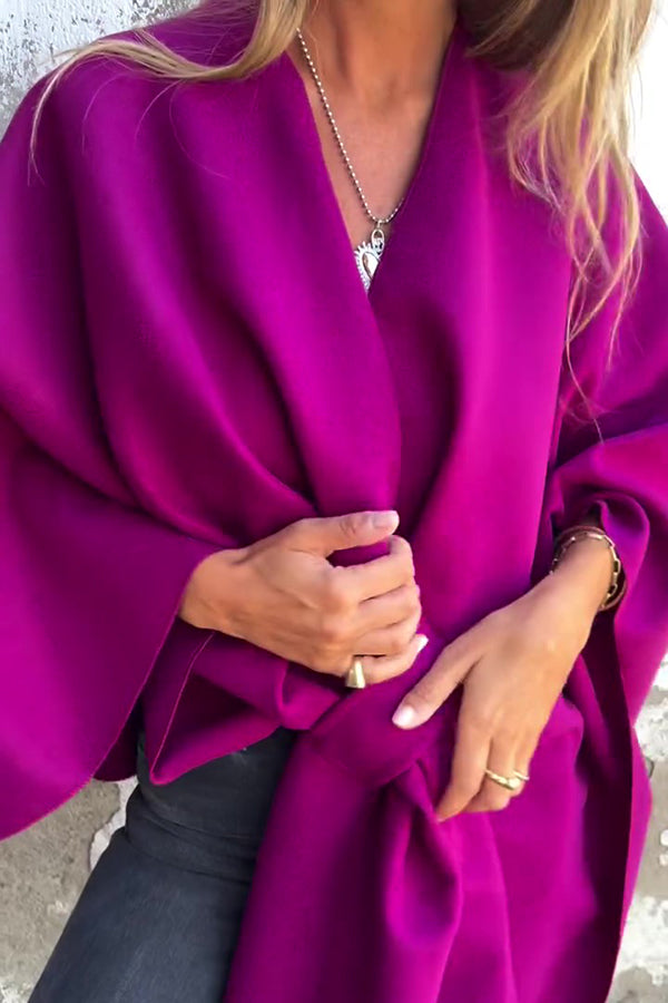 Solid Color Loose V-neck Shawl Cape Jacket