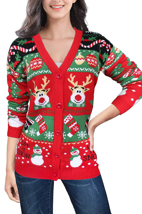 Christmas Loose Long Sleeve Casual Knitted Cardigan