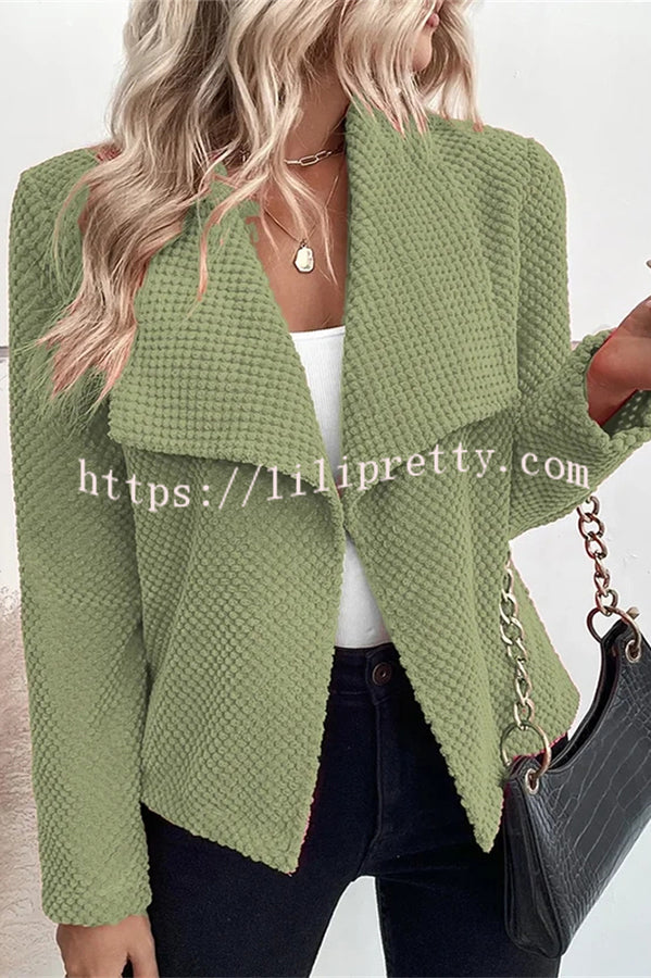 Lilipretty Lapel Solid Color Long Sleeve Buttonless Coat