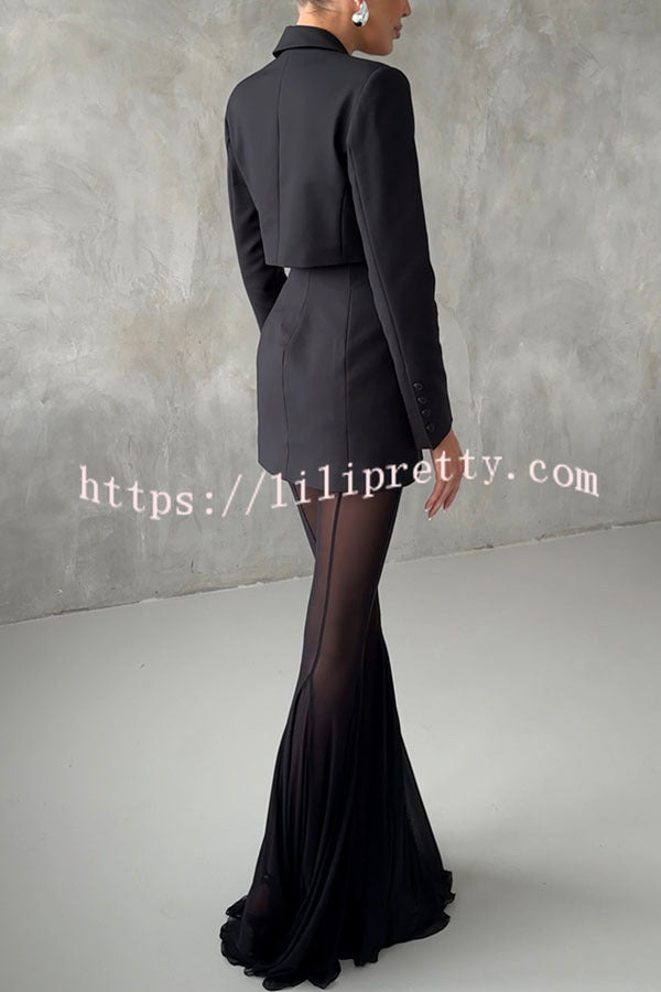 Deep Chic Mesh High Rise Elastic Waist Fishtail Stretch Pants
