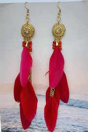 Vintage Chain Tassel Bohemian Feather Earrings