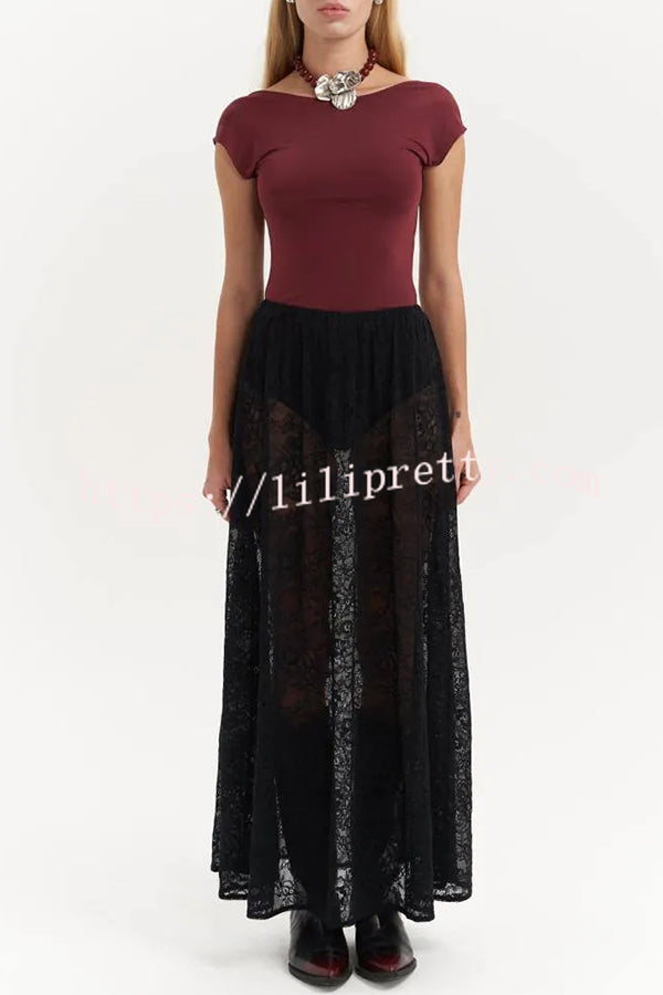 Sweet Festival Unique Lace Elastic Waist A-line Maxi Dress