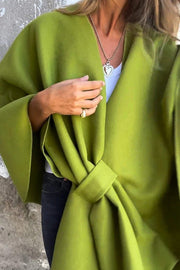 Solid Color Loose V-neck Shawl Cape Jacket