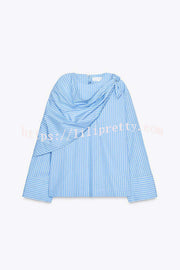 Meliora Striped Multi Position Scarf Long Sleeve H-line Shirt