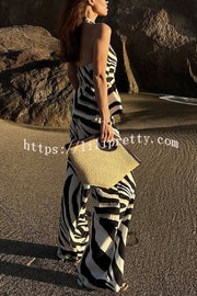 Zebra Print Casual Pocket Wide-leg Pants
