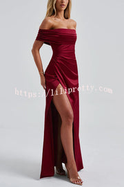 Sexy Off-shoulder Fitted High Slit Elegant Maxi Dress