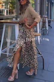 Unique Print High-Waisted Casual Slit Maxi Skirt