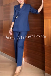 Exquisite and Fashionable Stand Lapel Neck Metal Button Long Sleeve Blazer