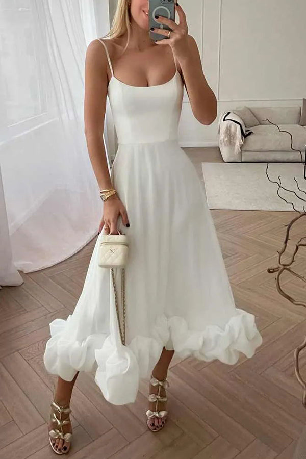 flounce bustier midi dress Flounce Bustier Midi Dress
