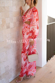 Lilipretty Inspiring Sights Floral Cutout Waist Pocketed Jumpsuit