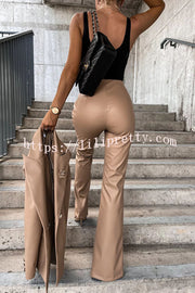 Lilipretty Drasilla Faux Leather High Waist Slit Pants