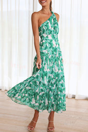 Lilipretty Just Met You Floral Knot Detail One Shoulder Tiered Maxi Dress