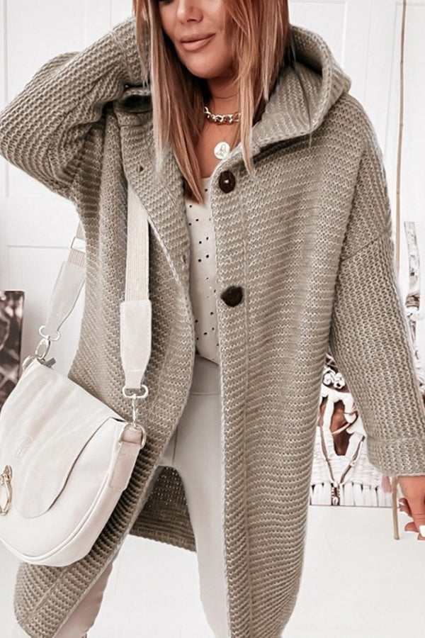 Lilipretty Cozy with Coffee Button Down Hooded Cardigan