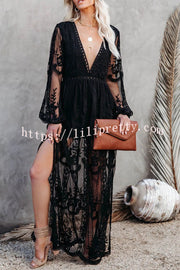 Lilipretty Fairy Air Fluttering V-neck See-through Lace Dress