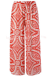 Unique printed swimsuit and elastic waist pants