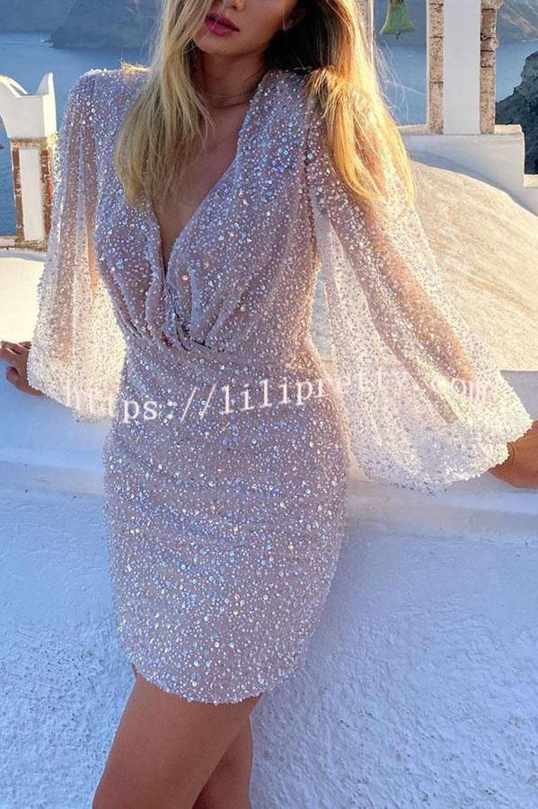 Lilipretty Bring Cheer Sequin Long Sleeve Party Dress