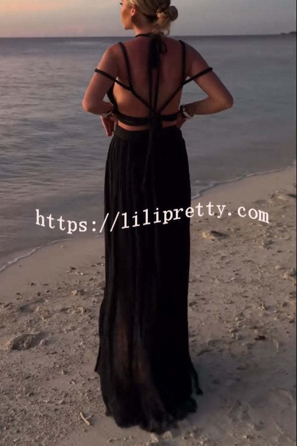 Lilipretty Aphrodite Draped Braids Crop Tank and Wrap Slit Maxi Skirt Set