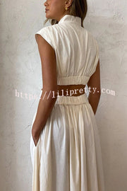 Lilipretty On Vacay Mode Cotton Blend Cutout Elastic Waist Pocketed Maxi Dress