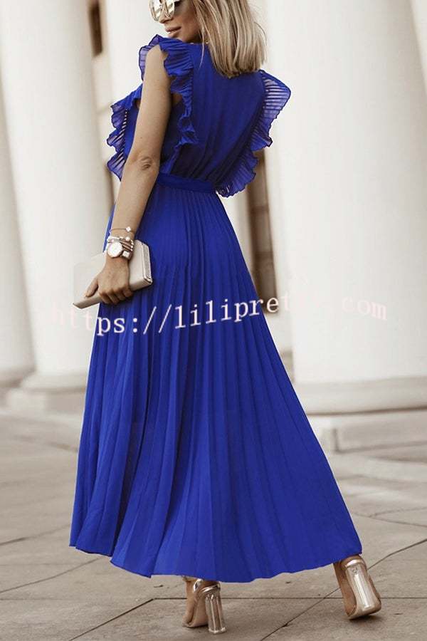 Lilipretty Lost Soul V Neck Pleated Maxi Dress