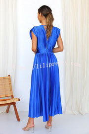 Lilipretty Hello Gorgeous Satin Pleated Midi Dress