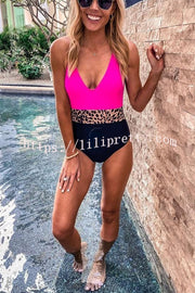 Lilipretty Beside The Bay Animal Print Colorblock One Piece Swimsuit
