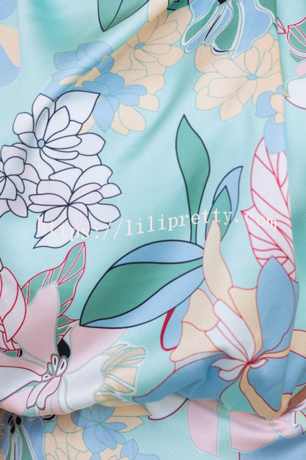 Lilipretty Love In The Garden Floral Halter Neck Elastic Waist Maxi Dress