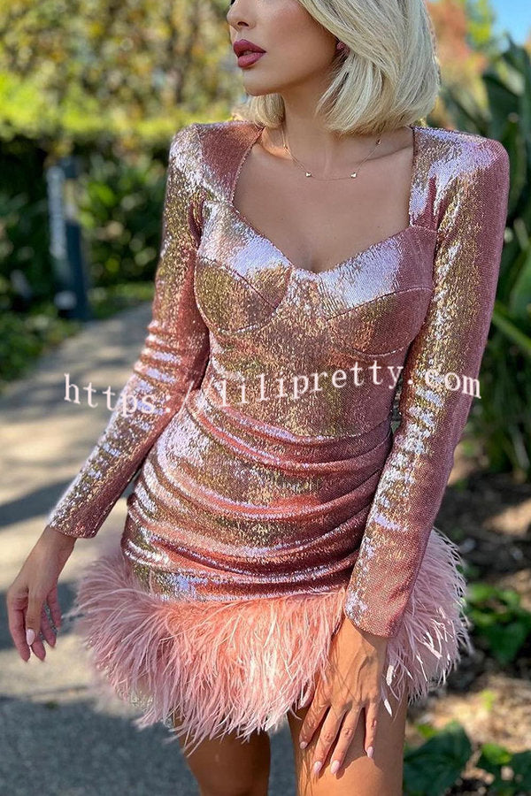 Lilipretty Dance You Through The Night Sequin Feather Party Dress