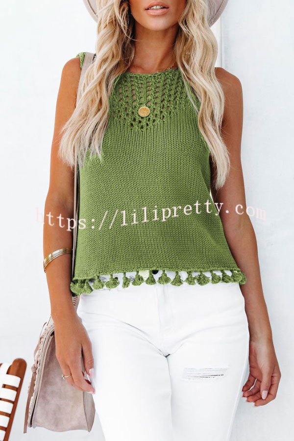 Lilipretty Solid Color Sexy Hollow Fringed Sweater
