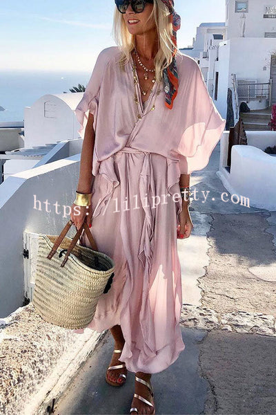 Lilipretty Island Girl Belted Kimono Cover-up Maxi Dress