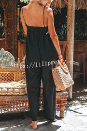Lilipretty Saturday Strolling Linen Blend Pocketed Relaxed Jumpsuit