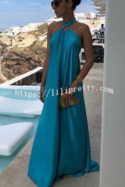 Lilipretty Classy and Fabulous Satin Halter Backless Maxi Dress