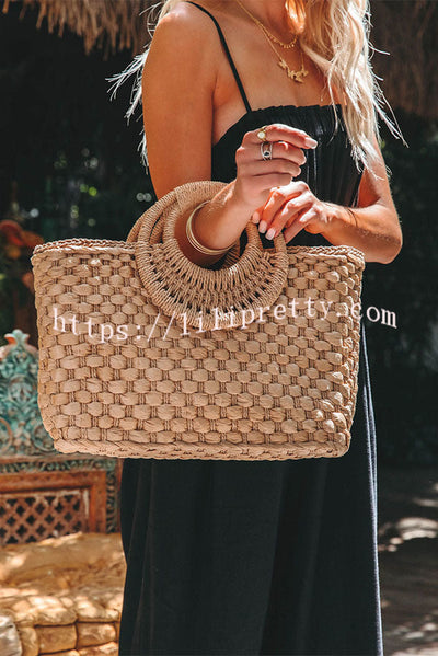 Lilipretty Vintage Square Handwoven Beach Straw Bag