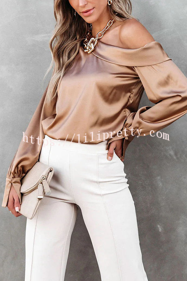 Lilipretty Guest of Honor Satin Off The Shoulder Blouse