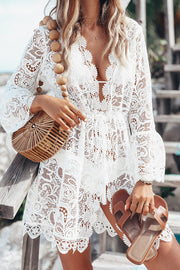 Lilipretty Chic Sunshine Shell Crochet Lace Cover-up Dress