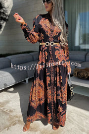 Lilipretty Sunshine on The Horizon Baroque Print Maxi Dress