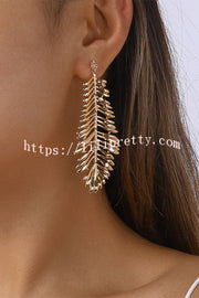 Lilipretty Cutout Feather Leaf Earrings