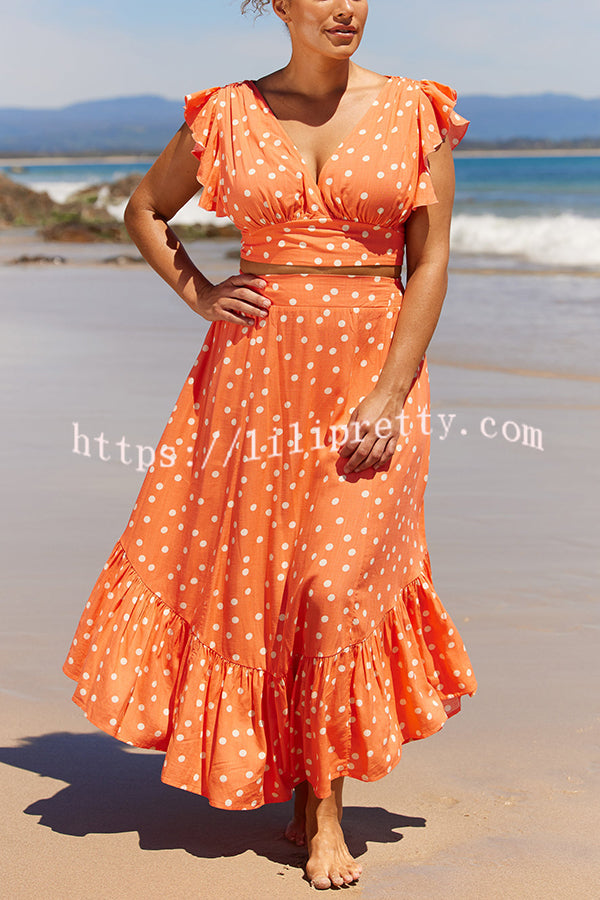 Lilipretty Day on The Beach Poka Dot Print Dress Suit