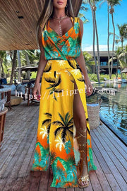 Sweet By The Sea Printed Slit Cover-Up Maxi Dress